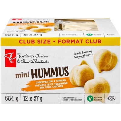le Choix du Président Mini-Contenants De Hummus, Trempette Et Tartinade Aux Pois Chiches 12x57.0 g, 1,31 $/100g