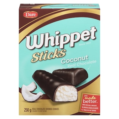 Dare Whippet Sticks Coconut Cookies 250 g, $1.72/100g