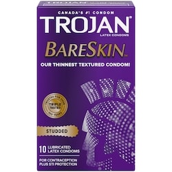 Trojan Condom avec texture à picots Bareskin 10 ea, 1,08 $/1ch
