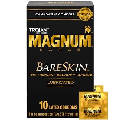 Trojan Condoms lubrifiés larges BareSkin Magnum 10 ea, 1,15 $/1ch