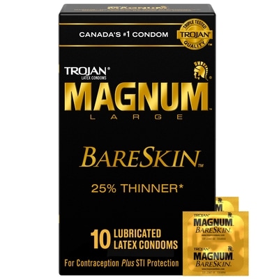 Trojan Condoms lubrifiés larges BareSkin Magnum 10 ea, 1,60 $/1ch
