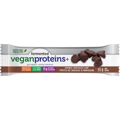 Genuine Health Fermented Vegan Proteins+ Bar, Double Chocolate Chip 55 g, $7.80/100g