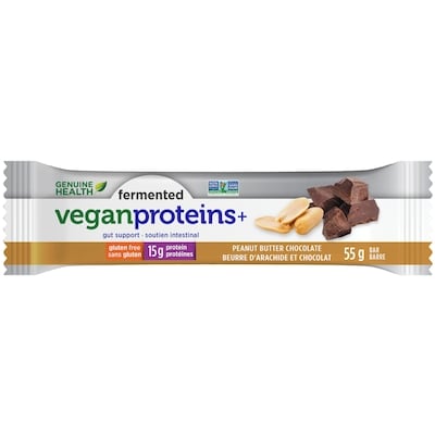 Genuine Health Fermented Vegan Proteins+ Peanutbutter Chocolate Bar 12x55.0 g, $5.91/100g