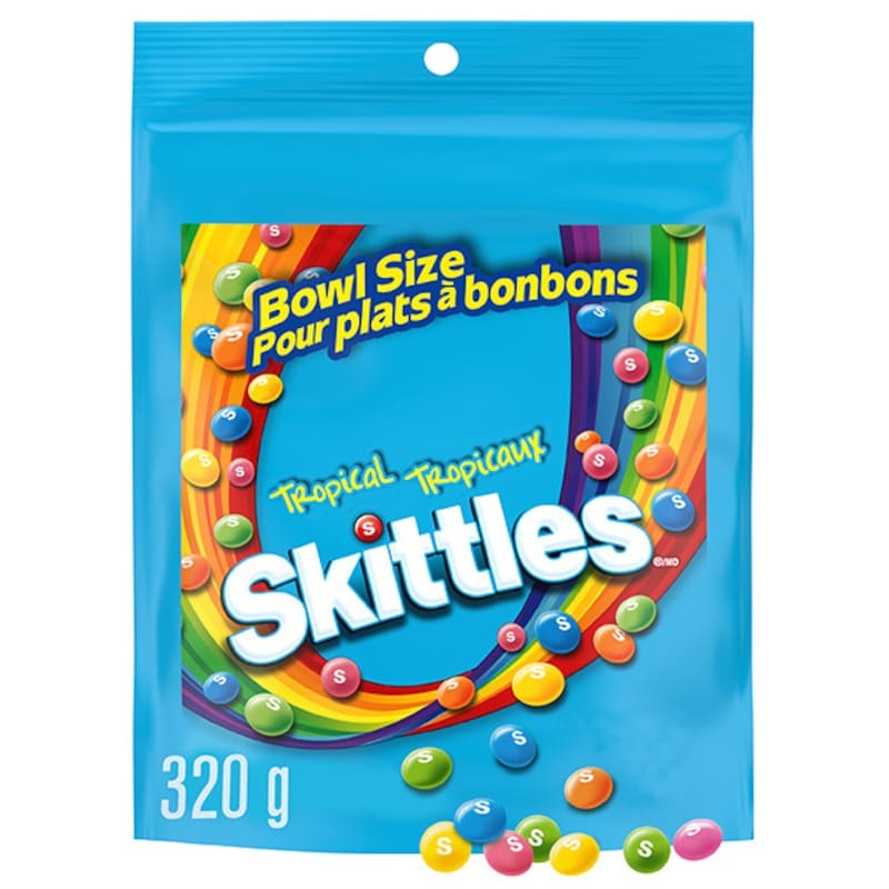 candy☆ Skittles Tangy Tropical Chewy Candy, Bowl Size Bag - 320 g