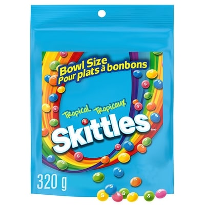 Skittles Tropicaux acidulés, bonbons à mâcher, sac pour plats 320 g, 1,72 $/100g