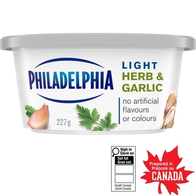 Philadelphia Light Herb & Garlic Cream Cheese Product 227 g, $2.55/100g