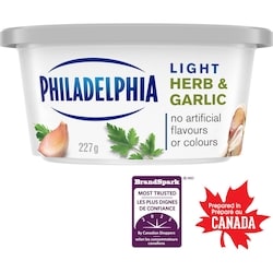 Philadelphia Light Herb & Garlic Cream Cheese Product 227 g, $1.89/100g