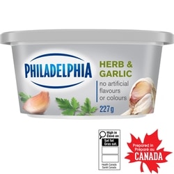 Philadelphia Fromage à la crème Herbes et ail 227 g, 1,76 $/100g
