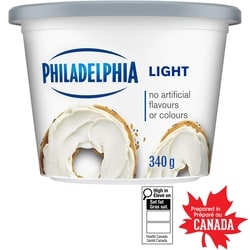 Philadelphia Light Cream Cheese Product 340 g, $2.35/100g