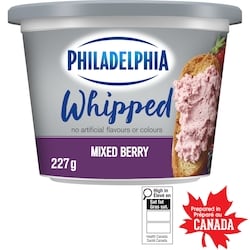 Philadelphia Whipped Mixed Berry Cream Cheese Product 227 g, $2.55/100g