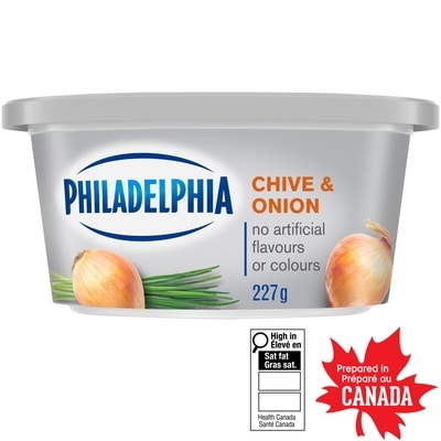 Philadelphia Fromage à la crème Ciboulette et oignon 227 g, 2,55 $/100g