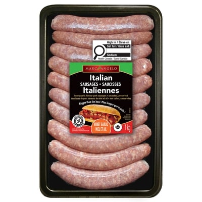 Marcangelo Sausage Honey Garlic Italian, Value Pack 1 kg, $1.30/100g