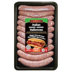 Marc Angelo Saucisses italiennes Miel et ail, format économique 1 kg, 1,60 $/100g