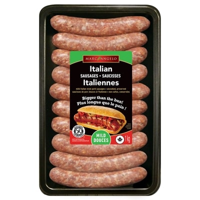 Marc Angelo Saucisses italiennes douces 1 kg, 1,50 $/100g