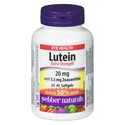 Webber Naturals Vitamins, Softgels Lutein 20 Mg With 3.5 Mg Zeaxanthin Extra Strenght 45 ea, $0.35/1ea