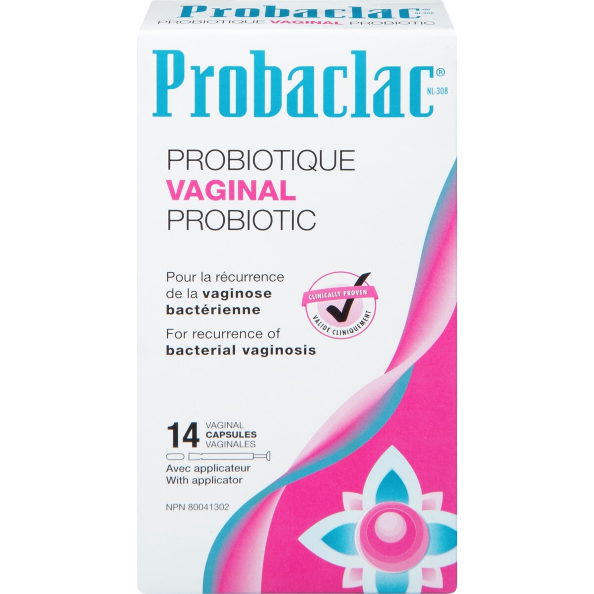 Probaclac NL-308 Probiotique 14 Capsules Vaginales avec Applicateur 14 ea, 2,14 $/1ch
