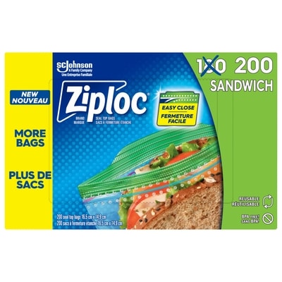 Ziploc Sandwich Bags, with Grip 'n Seal Technology 180 ea, $0.06/1ea