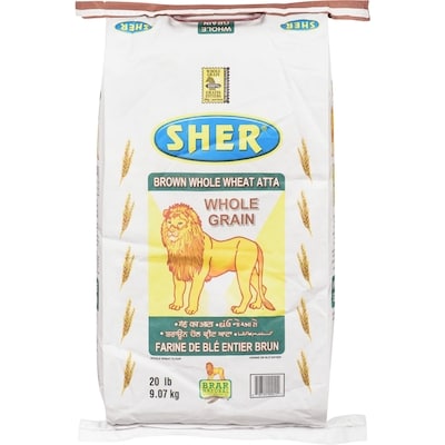 Sher Farine de blé entier brune 9.07 kg, 0,26 $/100g