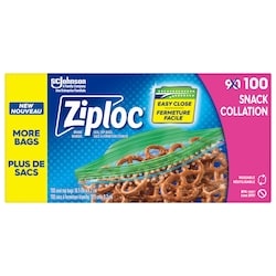 Ziploc Sacs à collation Emballage de 100 90 ea, 0,07 $/1ch