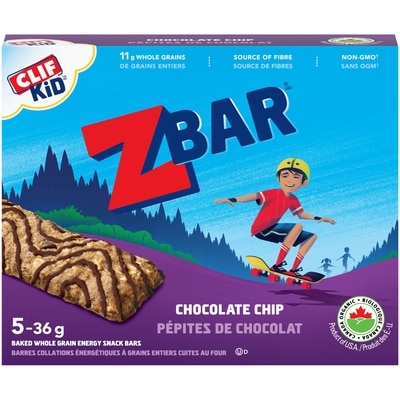 CLIF ZBAR Organic Energy Snack Bars, Chocolate Chip, (Pack of 5) 180.02 g, $5.27/100g