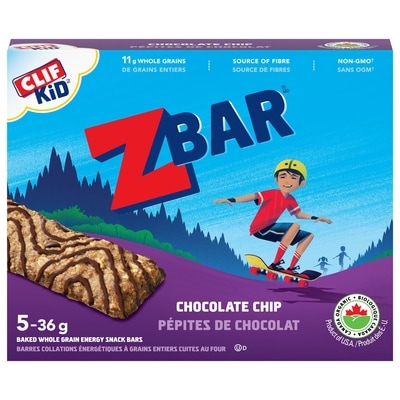 CLIF ZBAR Organic Energy Snack Bars, Chocolate Chip, (Pack of 5) 180.02 g, $4.44/100g