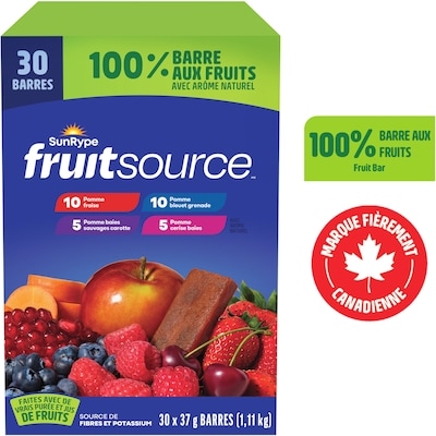 SunRype Assortiment de barres 100 % fruits Fruitsource 1.11 kg, 2,25 $/100g