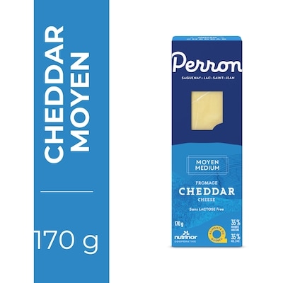 Perron Fromage Cheddar mi-fort 170 g, 4,70 $/100g