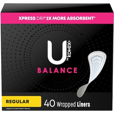 U by Kotex Balance Wrapped Panty Liners, Regular Length, 40 Count 40 ea, $0.17/1ea