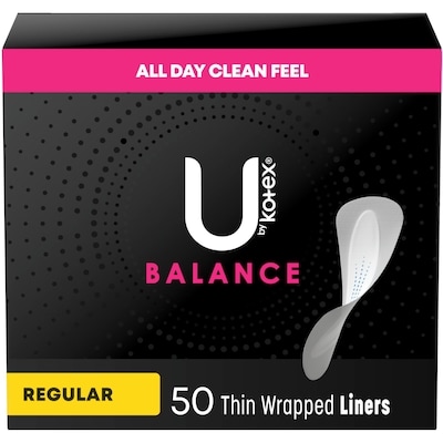 U by Kotex Balance Daily Wrapped Panty Liners, Regular, 50 Count 50 ea, $0.14/1ea