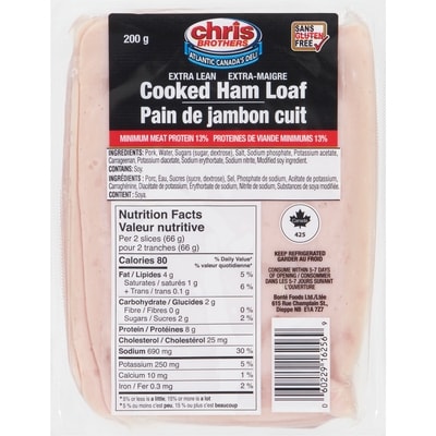 Chris Brothers Cooked Ham Loaf Extra Lean 200 g, $2.50/100g