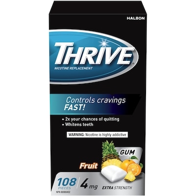 Thrive Nicotine Replacement Gum Fruit Explosion Extra Strength 108 ea, $0.37/1ea