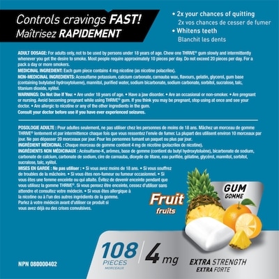 Remplacement De La Nicotine Gomme Xplosion De Fruits Extra Forte 4 Mg