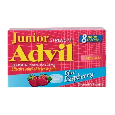 Advil Junior Strength Chewable Tablets, Blue Raspberry, 20 Count 20 ea, $0.60/1ea