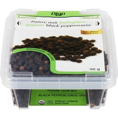 Dion Organic Black Peppercorns 90 g, $7.21/100g