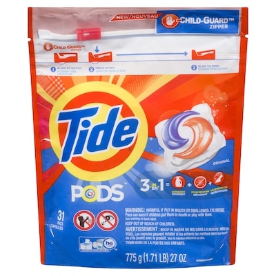Tide Capsules de détergent à lessive liquide Pods, original, 31 capsules 31 ea, 0,48 $/1ch