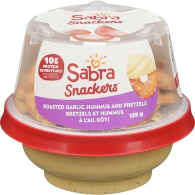 Sabra Hummus, Roasted Garlic with Pretzels 129 g, $2.86/100g