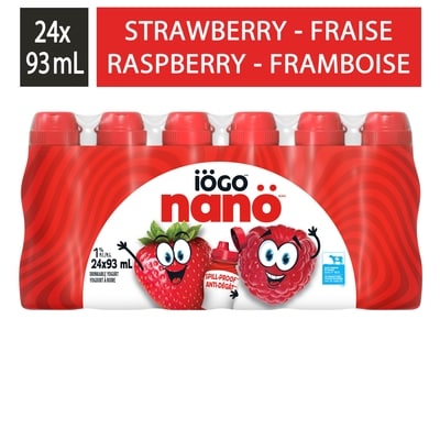 IOGO Nanö Drinkable Raspberry And Strawberry Yogurt 1% 24x93.0 ml, $0.74/100ml