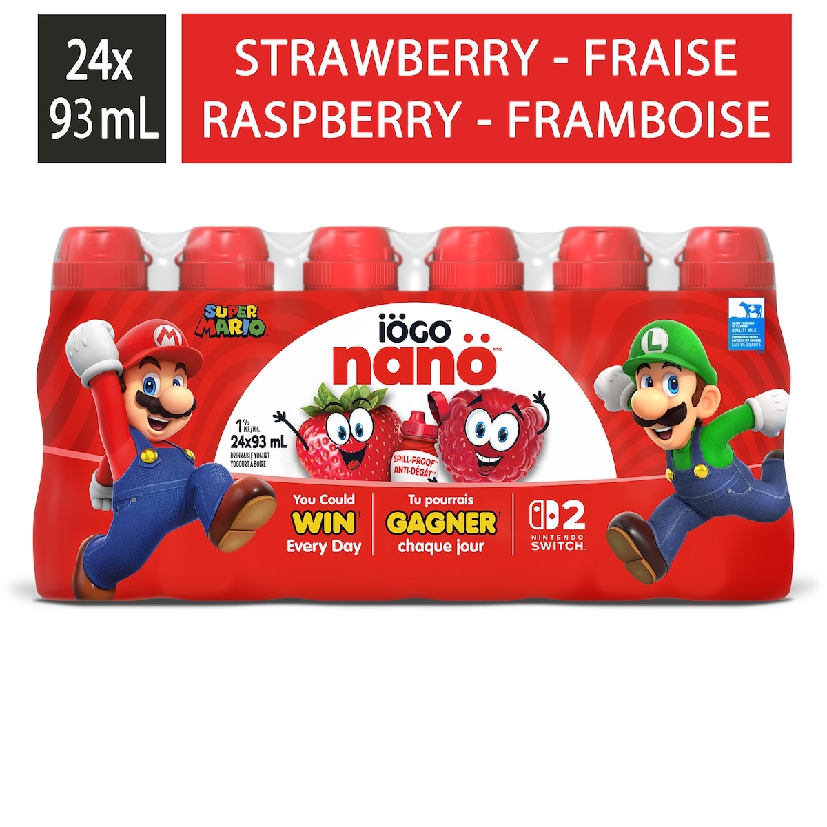 Iogo Nano 1% Drinkable Yogurt Strawberry and Raspberry