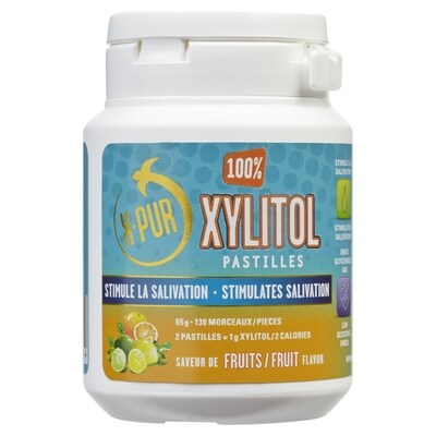 X-Pur Pastilles 100% Xylitol Saveur De Fruits 130 ea, 0,07 $/1ch