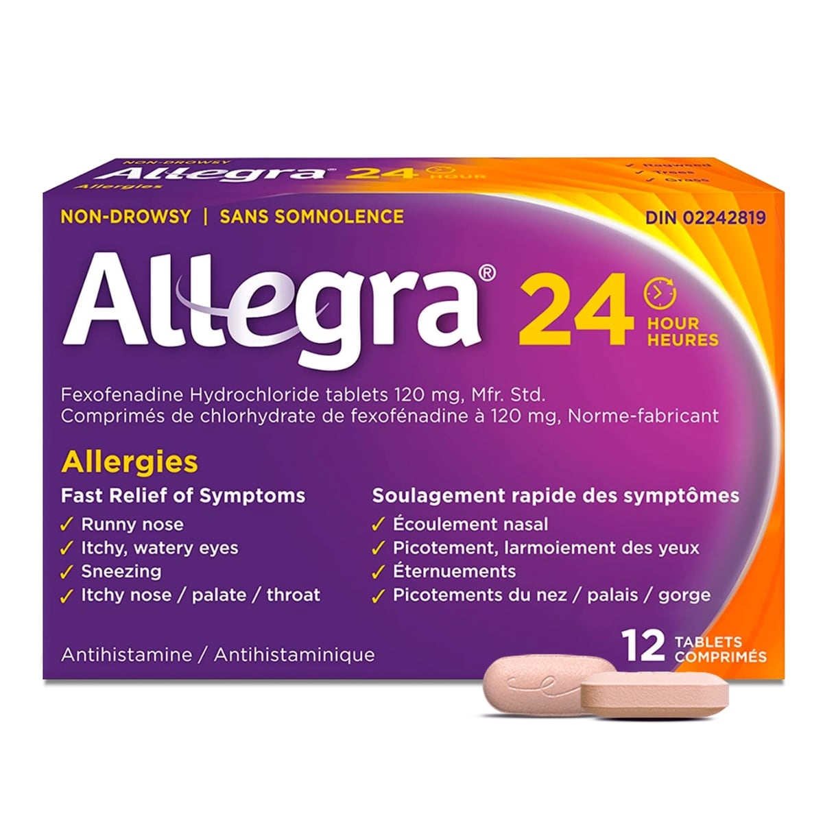 Allegra 24 Hour Allergy Medication, Fexofenadine Hydrochloride 120 mg 12 ea, $1.17/1ea