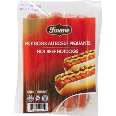 Imane Hot Beef Wieners 375 g, $2.13/100g