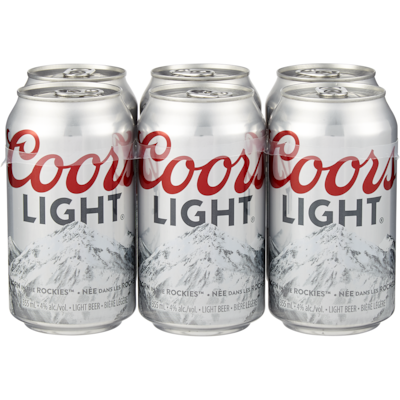 Coors Bière légère (Pièce d’identité requise au moment du ramassage) 6x355.0 ml, 0,68 $/100ml