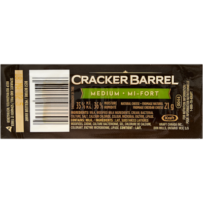 Kraft Medium Cheddar 21 g, $4.71/100g