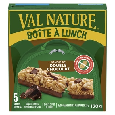 Val Nature Boîte à Lunch, Double Chocolat, Collation pour Enfants, 5 Barres