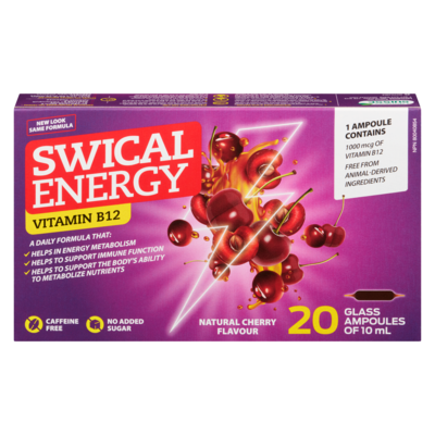 null Swical Vitamin B12 1000 Mcg / Ampoule Natural Cherry Flavor 20 ea, $0.90/1ea