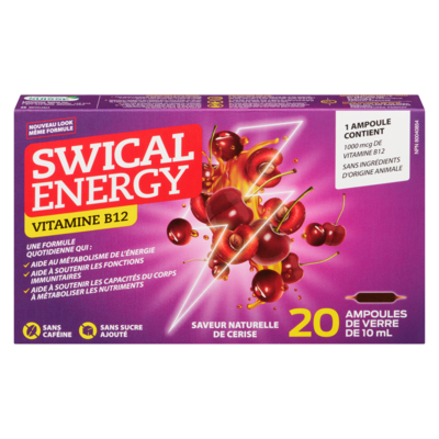 null Swical vitamine b12 1000 mcg / ampoule saveur naturelle de cerise 20 ea, 0,90 $/1ch