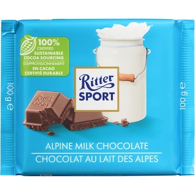Ritter Sport Alpine Milk Chocolate 100 g, $4.99/100g