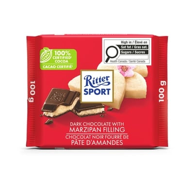 Ritter Sport Chocolat noir avec pâte d'amandes 100 g, 4,00 $/100g