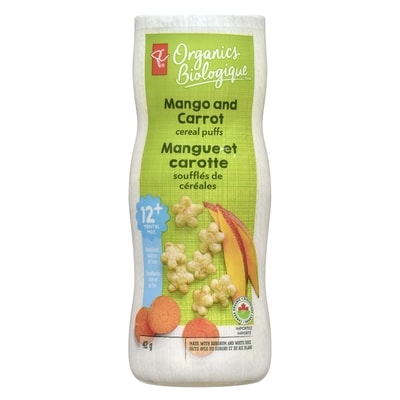 PC Organics Mango And Carrot Cereal Puffs 42 g, $10.69/100g