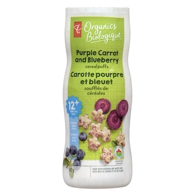 PC Organics Purple Carrot And Blueberry Cereal Puffs 42 g, $10.69/100g